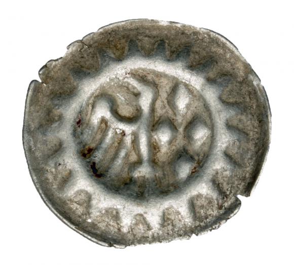 Brakteat półorzeł i cztery diamenty Fryderyk II Żelazny Niemcy Brandenburgia Stendal