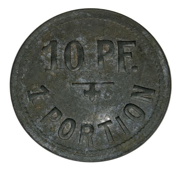 10 fenigów żeton restauracyjny 1 portion ST. B.