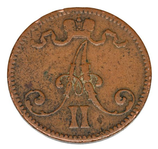 5 pennia 1865 Aleksander II Romanow Finlandia okupacja rosyjska Helsinki