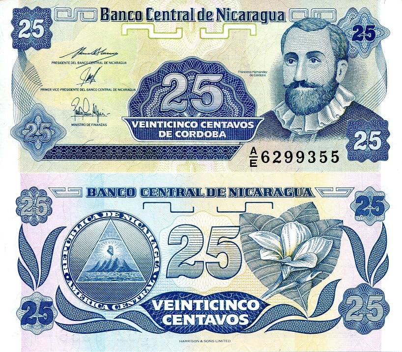 Nikaragua 25 centów Francesco Cordoba 1991 P-170