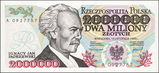 III RP 2000000 zł Ignacy Paderewski 1993 P-163a A