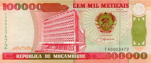 Mozambik 100 000 metical Tama 1993 P-139