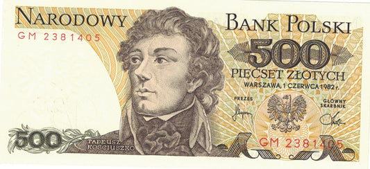 PRL 500 zł Tadeusz Kościuszko 1982 P-145d seria GM