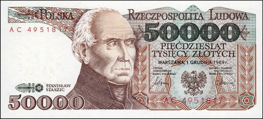 PRL 50000 zł Stanisław Staszic 1989 P-153a AC