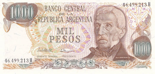 Argentyna 1000 peso San Martin 1977+ P-304d