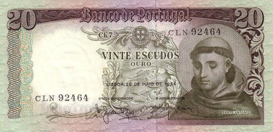 Portugalia 20 escudos Kościół 1964 P-167b