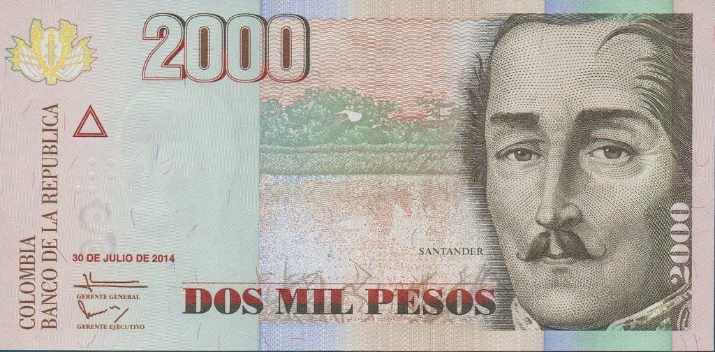Kolumbia 2000 peso Santander 2014 P-457y