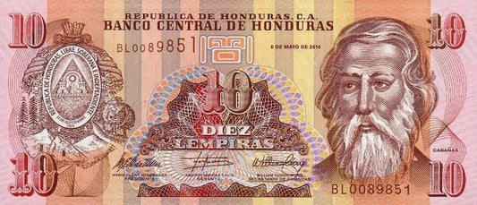 Honduras 10 lempira Cabanas 2010 P-86e