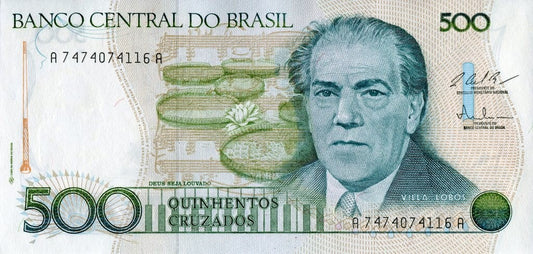 Brazylia 500 cruzados Villa Lobos 1987 P-212c