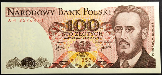 PRL 100 zł Ludwik Waryński 1976 P-143b AH