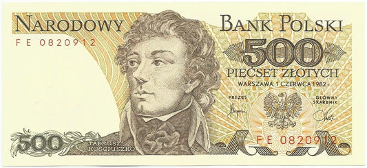 PRL 500 zł Tadeusz Kościuszko 1982 P-145d seria FE