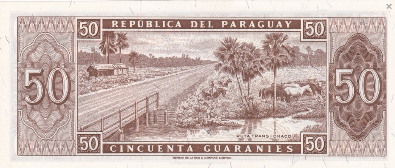 Paragwaj 50 guarani Droga Chaco 1963 P-197b