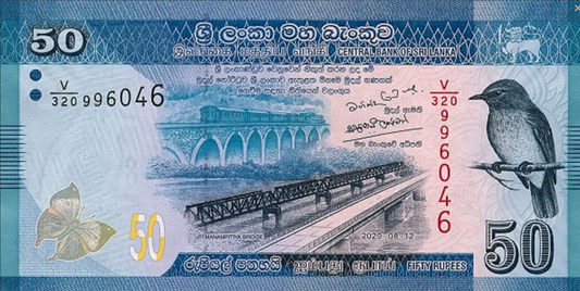 Sri Lanka 50 Rupii Ptaszek 2020 P-124g