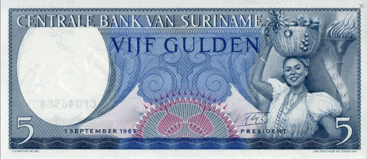 Surinam 5 $ Willa Kobieta 1963 P-120