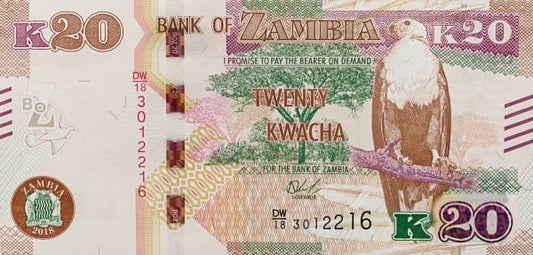Zambia 20 kwacha Kob moczarowy 2018 P-59b