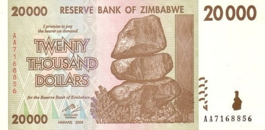 Zimbabwe 20 000 $ Skały Chiremba 2008 P-73a