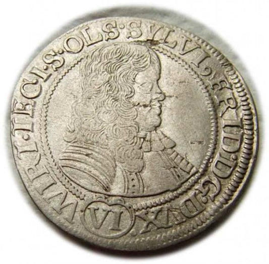6 krajcarów 1674 Sylwiusz Fryderyk Witemberski Księstwo Oleśnickie Oleśnica
