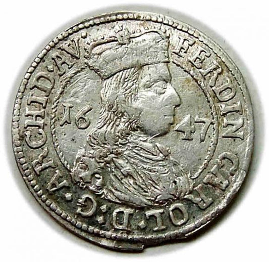 3 krajcary 1647 Ferdynand Karol Austria Tyrol Hall