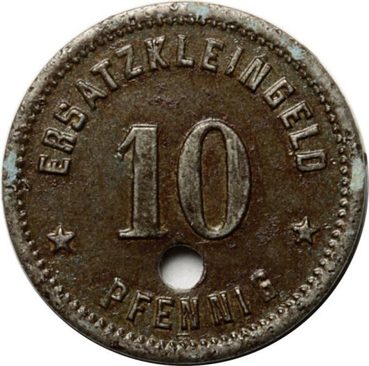 10 fenigów Główne Warsztaty Kolejowe Racibórz / Ratibor