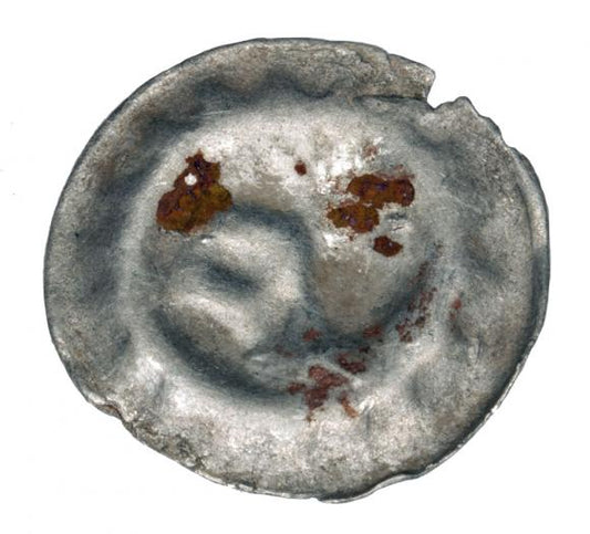 Brakteat hełm z pióropuszem i szarfą Fryderyk II Żelazny Niemcy Brandenburgia Frankfurt