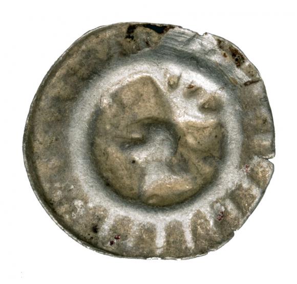 Brakteat hełm z pióropuszem i szarfą z sześcioma zakończeniami Fryderyk II Żelazny Niemcy Brandenburgia Frankfurt