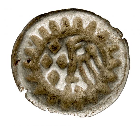 Brakteat półorzeł i cztery diamenty Fryderyk II Żelazny Niemcy Brandenburgia Stendal