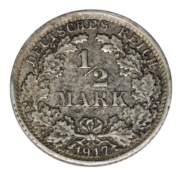 1/2 marki 1917 Wilhelm II Hohenzollern Prusy Stuttgart