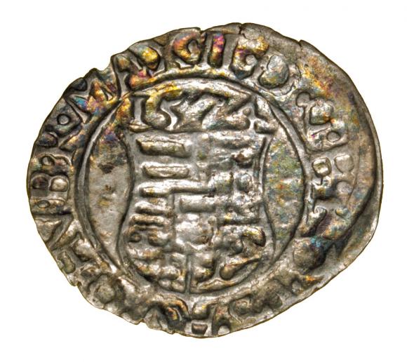 Denar 1574 Maksymilian II Habsburg Węgry Kremnica