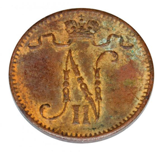 1 penni 1907 Mikołaj II Romanow Finlandia okupacja rosyjska Helsinki