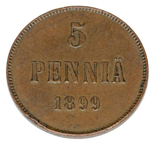 5 pennia 1899 Mikołaj II Romanow Finlandia okupacja rosyjska Helsinki