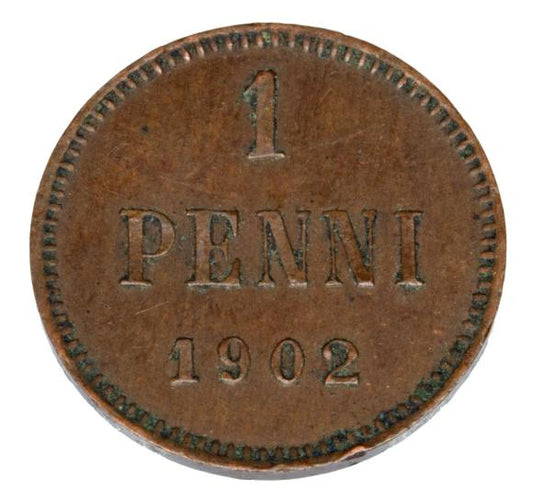1 penni 1902 Mikołaj II Romanow Finlandia okupacja rosyjska Helsinki
