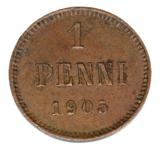 1 penni 1905 Mikołaj II Romanow Finlandia okupacja rosyjska Helsinki