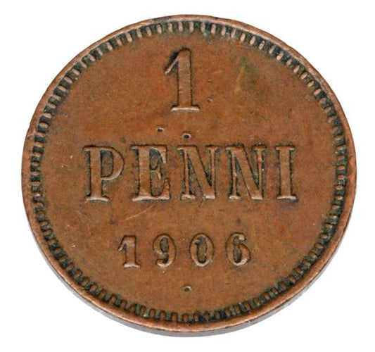 1 penni 1906 Mikołaj II Romanow Finlandia okupacja rosyjska Helsinki