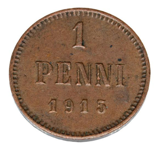 1 penni 1915 Mikołaj II Romanow Finlandia okupacja rosyjska Helsinki