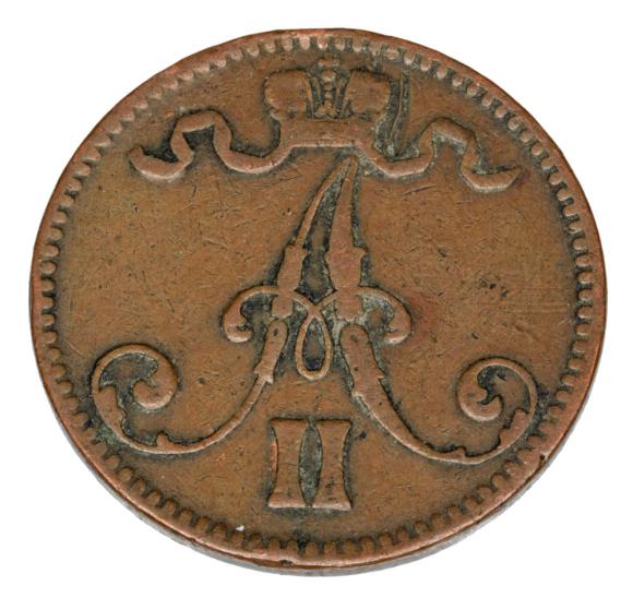 5 pennia 1867 Aleksander II Romanow Finlandia okupacja rosyjska Helsinki