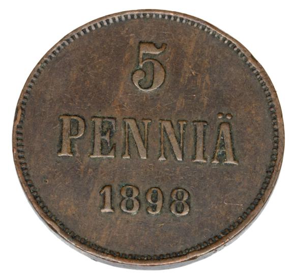 5 pennia 1898 Mikołaj II Romanow Finlandia okupacja rosyjska Helsinki