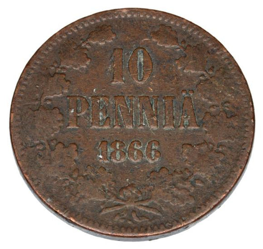 10 pennia 1866 Aleksander II Romanow Finlandia okupacja rosyjska Helsinki