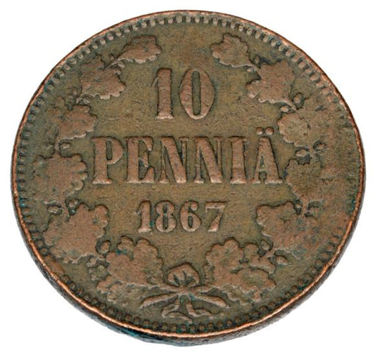 10 pennia 1867 Aleksander II Romanow Finlandia okupacja rosyjska Helsinki