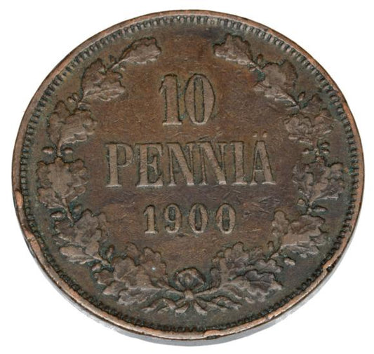 10 pennia 1900 Mikołaj II Romanow Finlandia okupacja rosyjska Helsinki