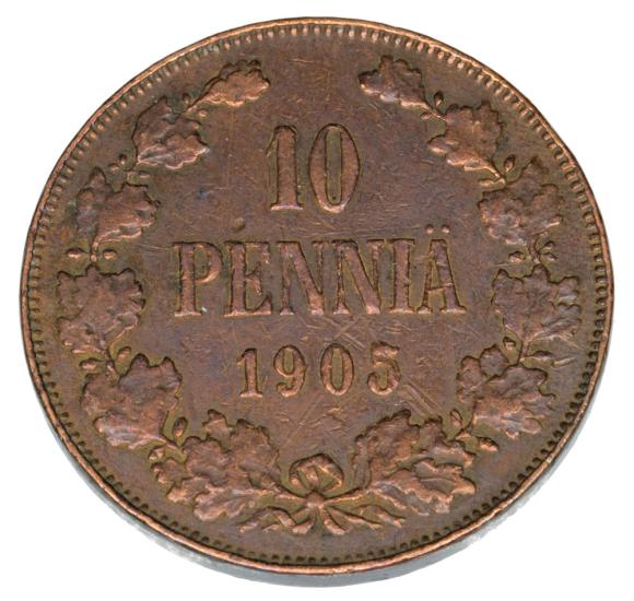 10 pennia 1905 Mikołaj II Romanow Finlandia okupacja rosyjska Helsinki