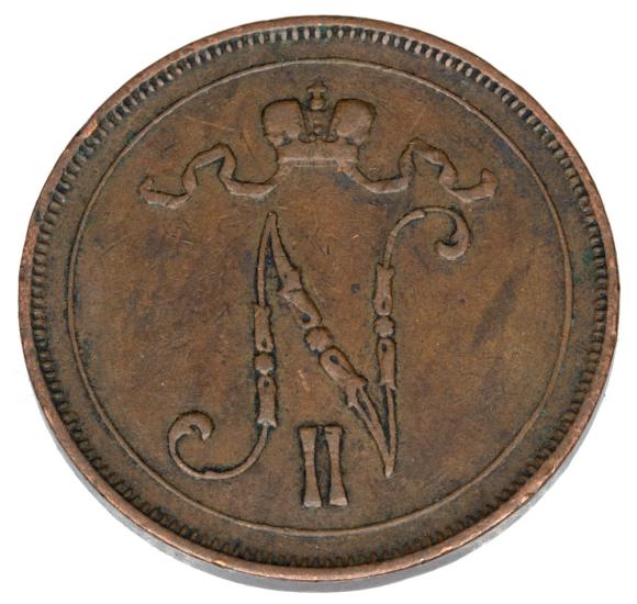 10 pennia 1907 Mikołaj II Romanow Finlandia okupacja rosyjska Helsinki