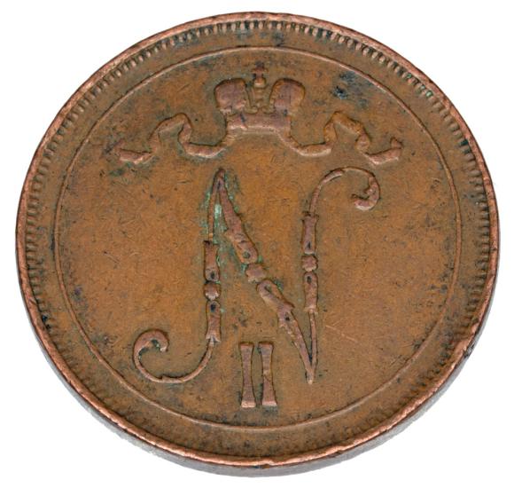 10 pennia 1908 Mikołaj II Romanow Finlandia okupacja rosyjska Helsinki