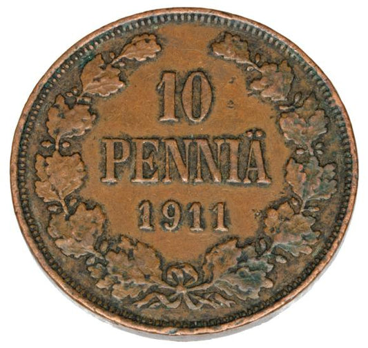 10 pennia 1911 Mikołaj II Romanow Finlandia okupacja rosyjska Helsinki