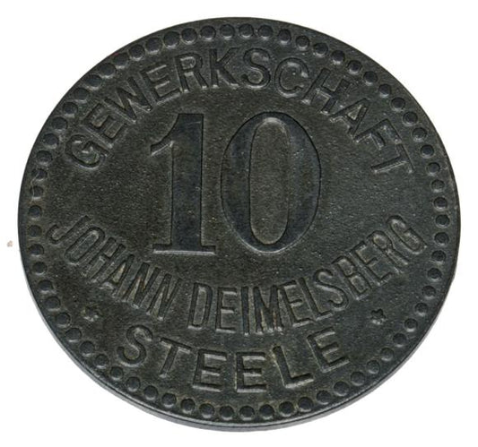 10 fenigów Steele Essen obóz jeniecki kopania węgla Johann Deimelsberg Steele Essen