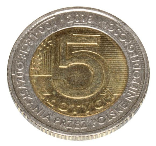 5 złotych 2018 Polska Warszawa 100 lat niepodległości