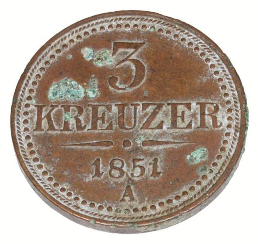 3 krajcary 1851 Franciszek Józef I Austria Wiedeń