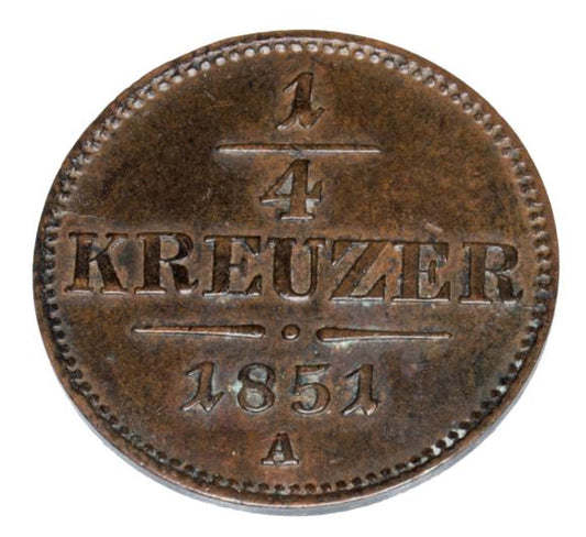 1/4 krajcara 1851 Franciszek Józef I Węgry Wiedeń