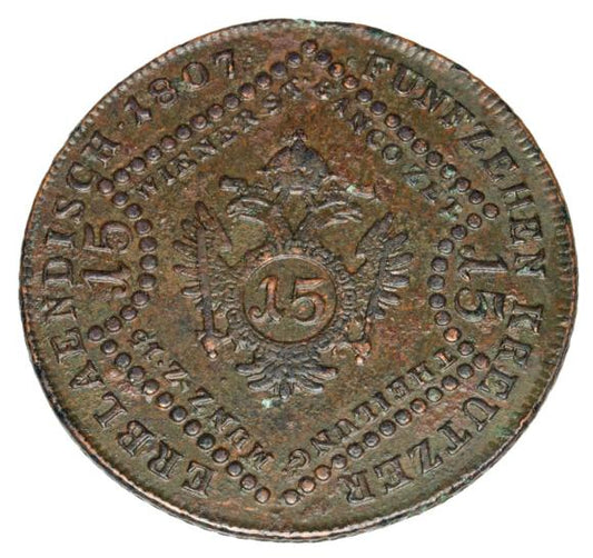 15 krajcarów 1807 Franciszek II Habsburg Austria Wiedeń