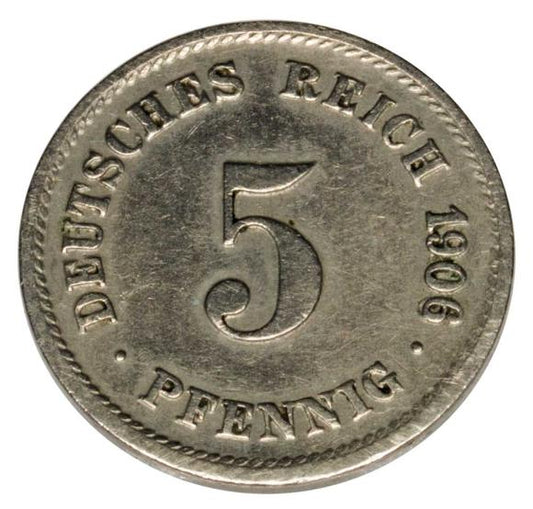 5 fenigów 1906 Wilhelm II Hohenzollern Niemcy Karlsruhe G