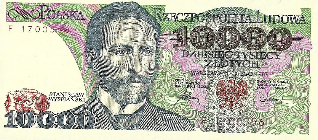PRL 10 000 zł Stanisław Wyspiański 1987 P-151a F